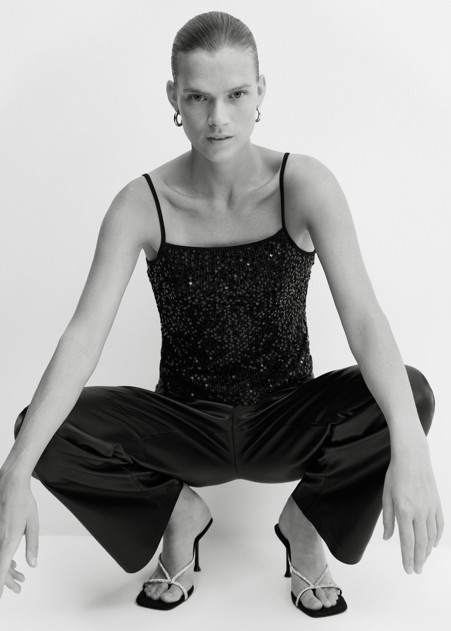 Sequin top with spaghetti strap  - Details of the article 2