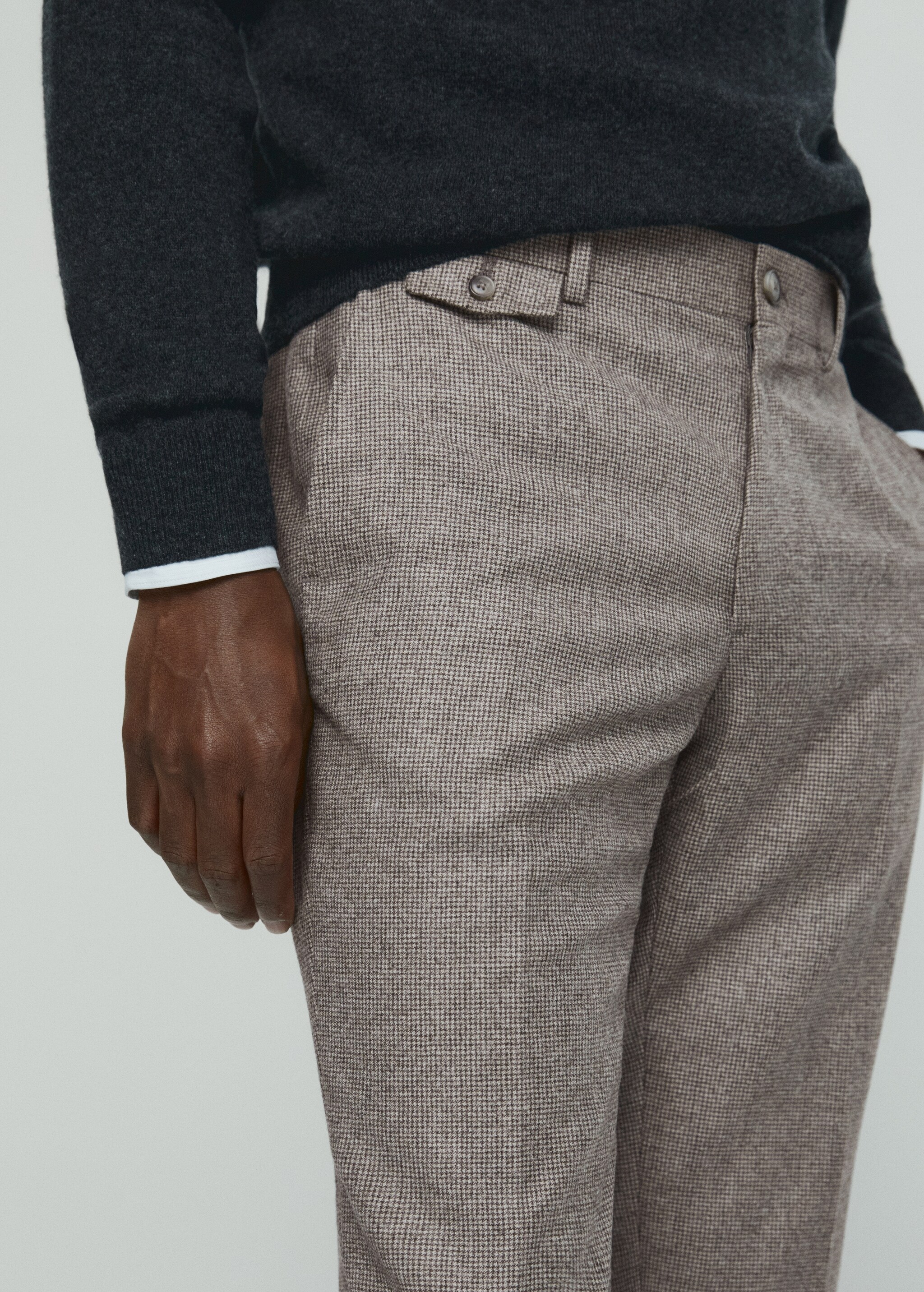 100% virgin wool micro-houndstooth trousers - Details of the article 1