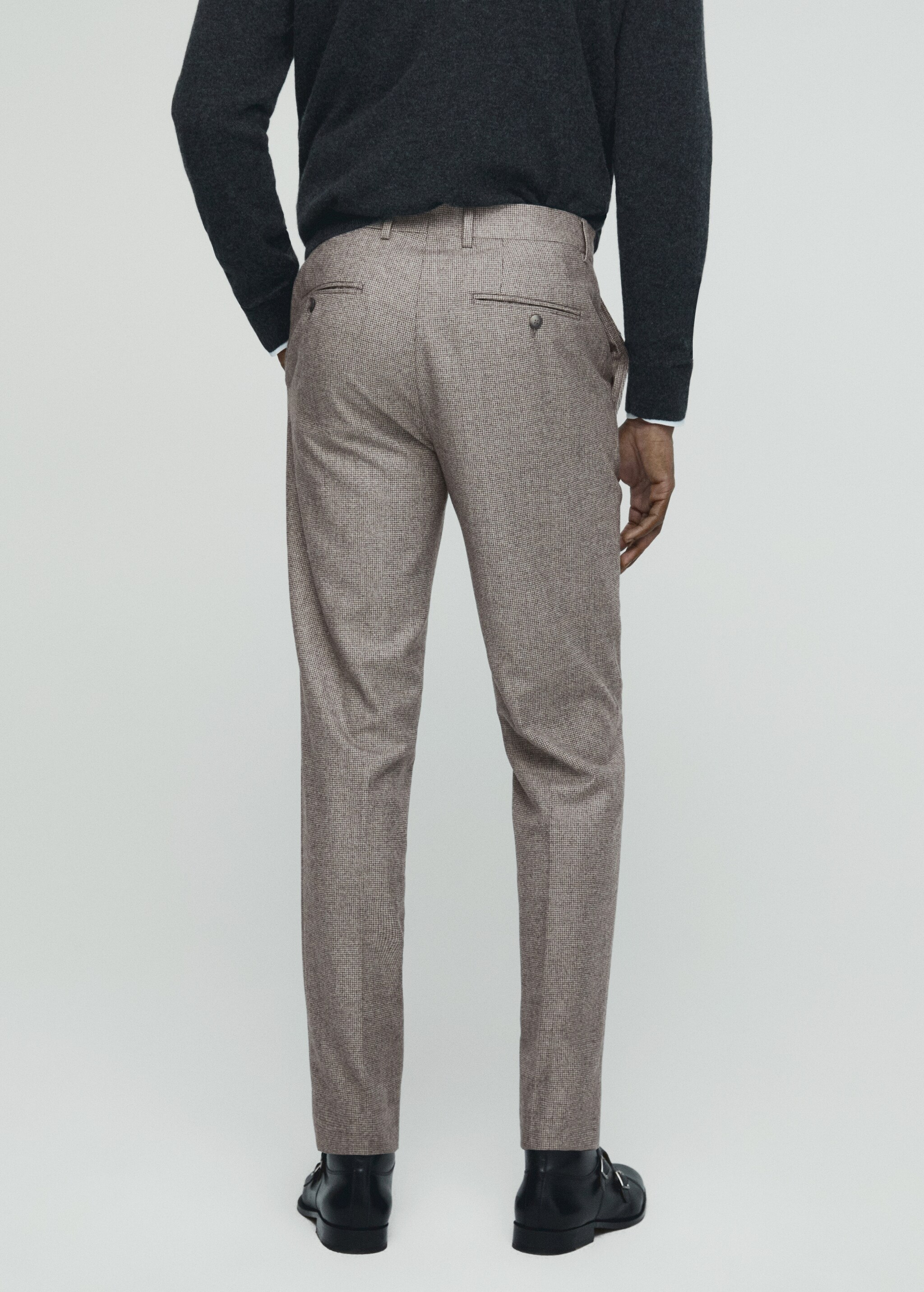 100% virgin wool micro-houndstooth trousers - Reverse of the article