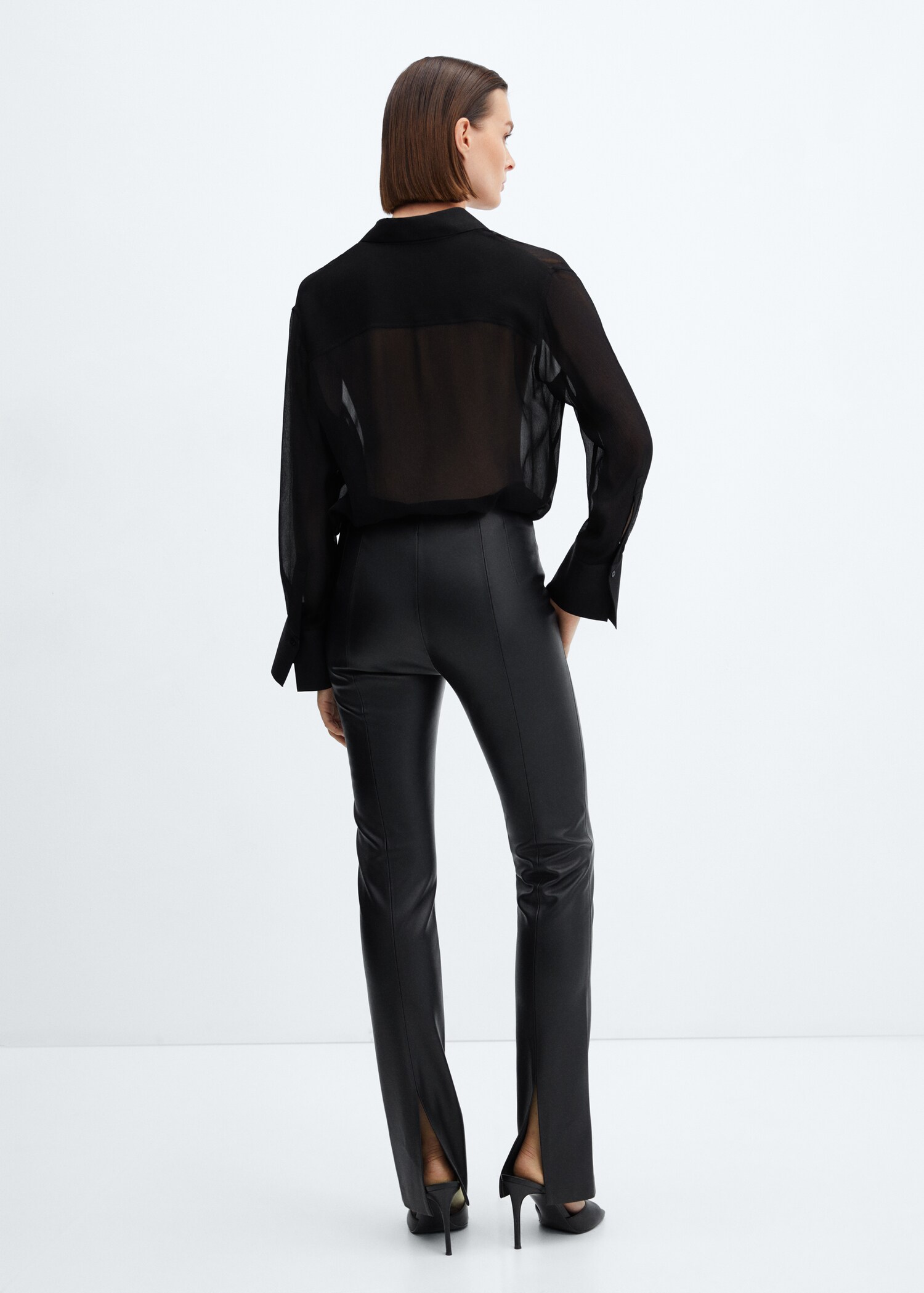 Deri görünümlü skinny pantolon - Ürünün arkası