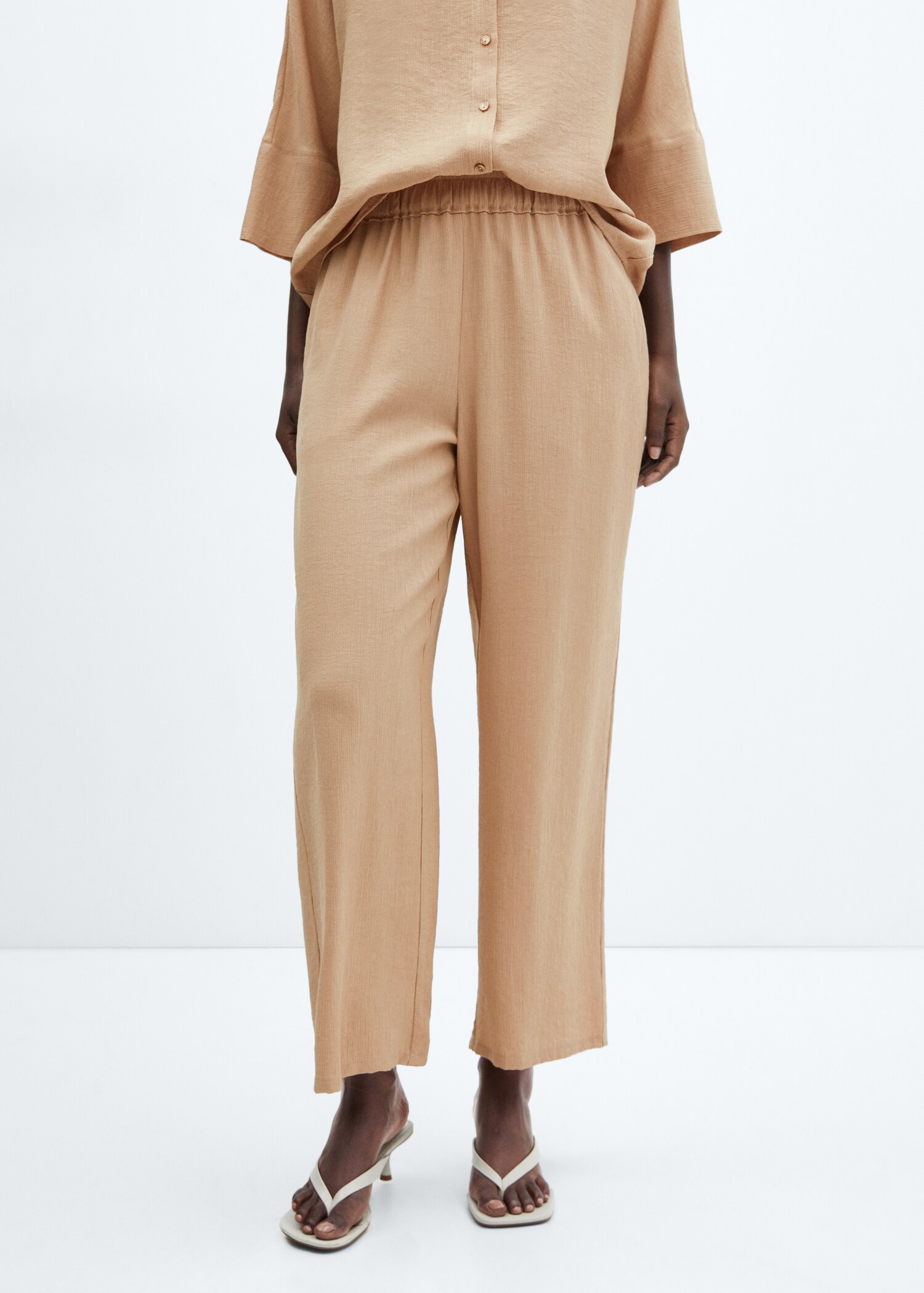 Pantalon fluide taille élastique - Plan moyen