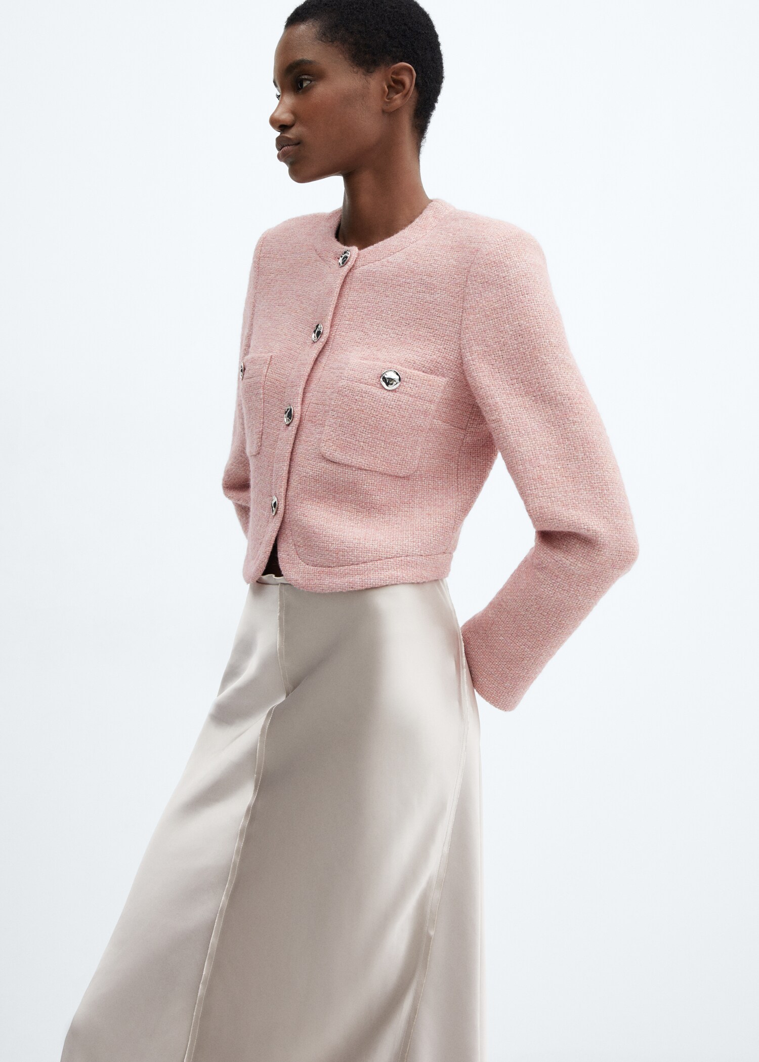 Satin skirt with frayed hem - Medium plane