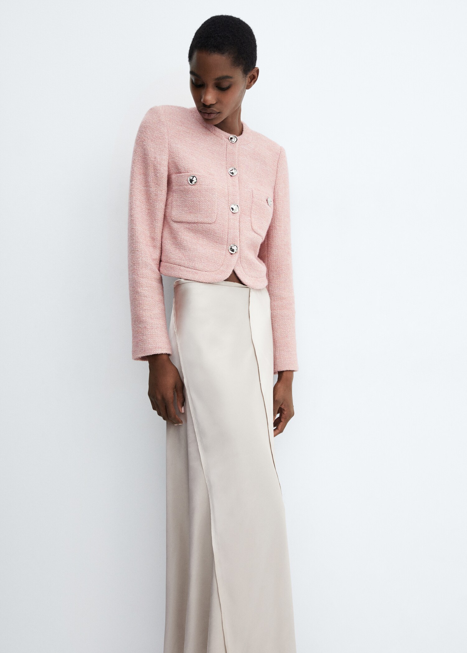 Satin skirt with frayed hem - Details of the article 2