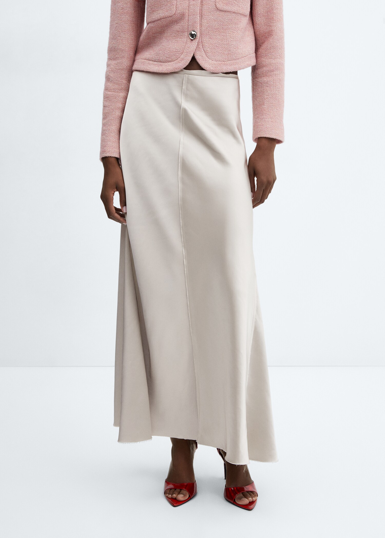 Satin skirt with frayed hem - Details of the article 6