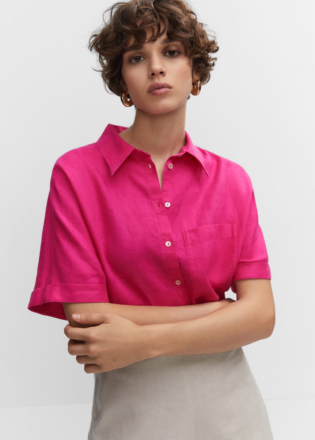 Roze outlet linnen blouse