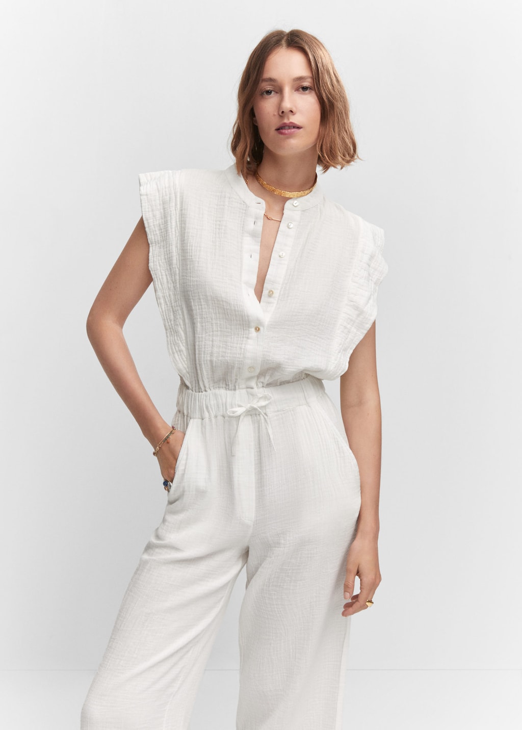 White sales silk jumpsuit