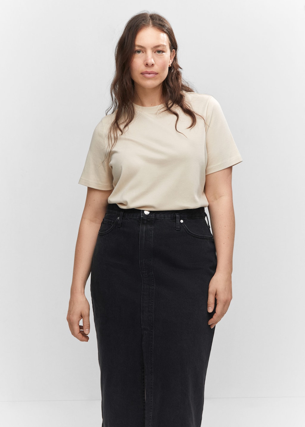 Mango denim midi clearance skirt