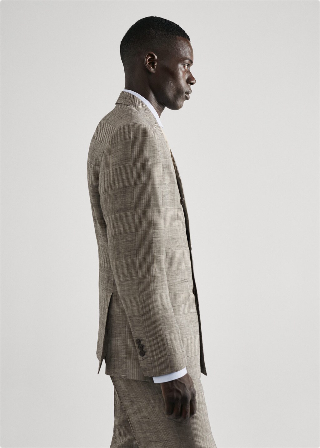 Check linen suit jacket MANGO