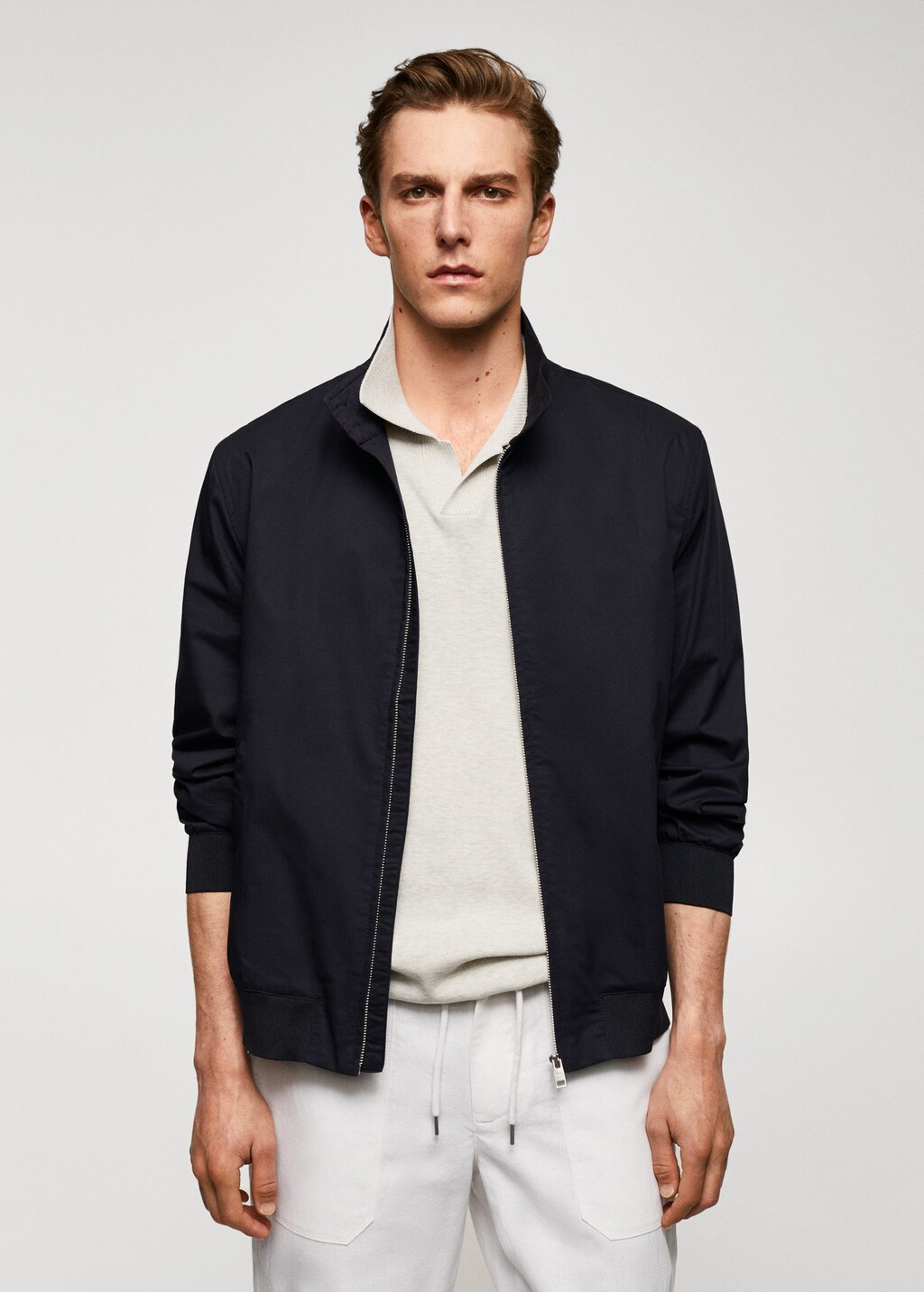 Button down shop bomber jacket