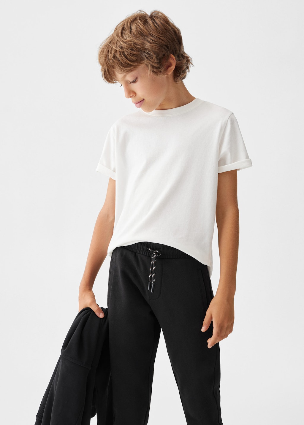 Cotton jogger trousers with elastic band and drawstring