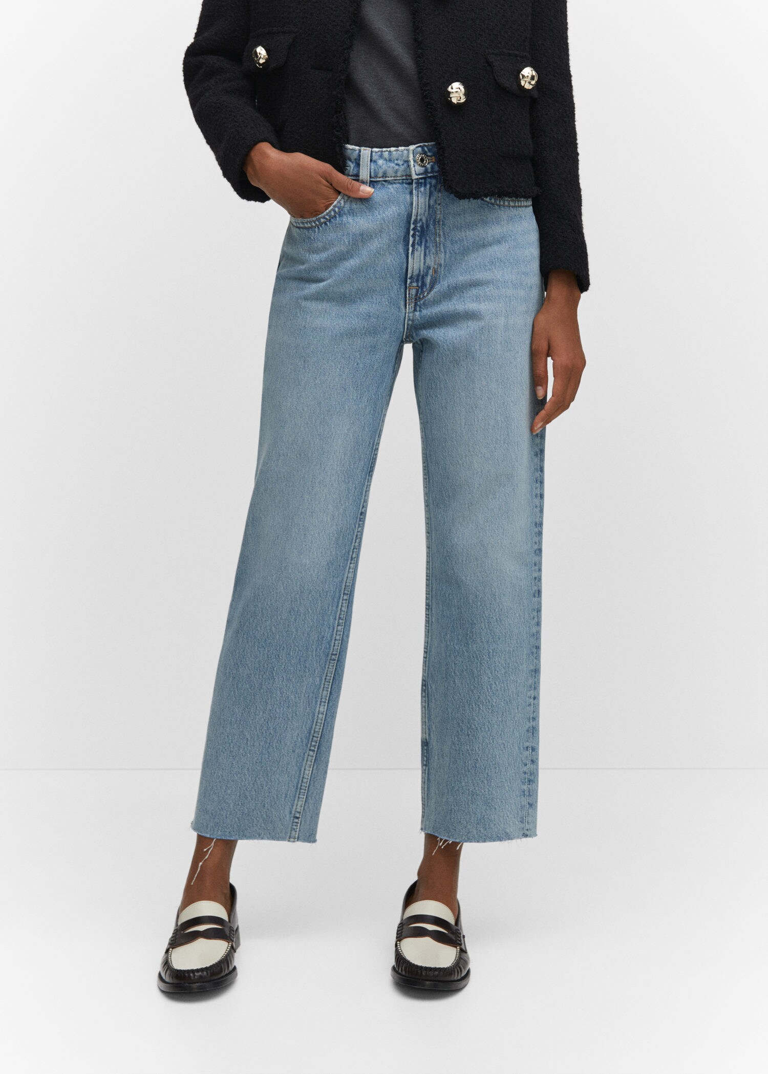 Straight-fit cropped jeans | MANGO