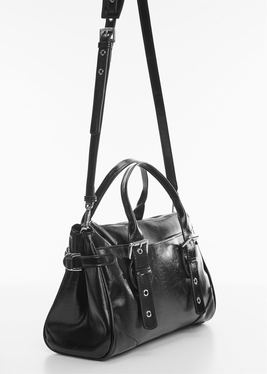 Bag with double handle and buckle MANGO