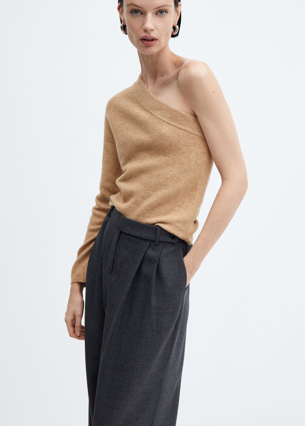 Mango one shoulder sweater cheap