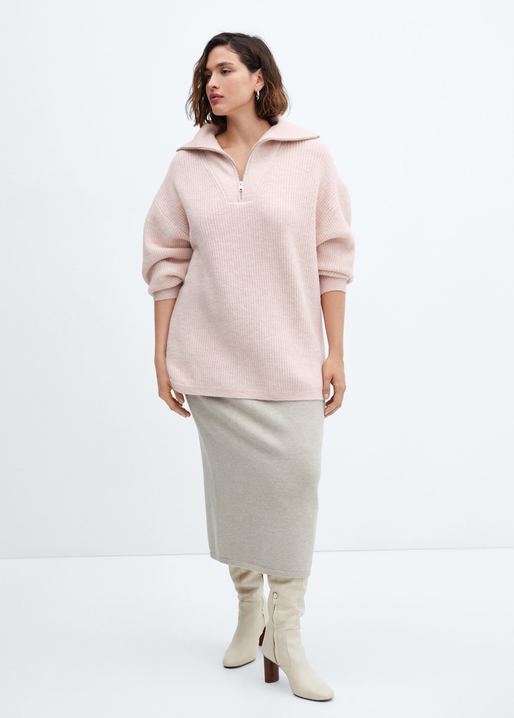 Mango zip online knit sweater
