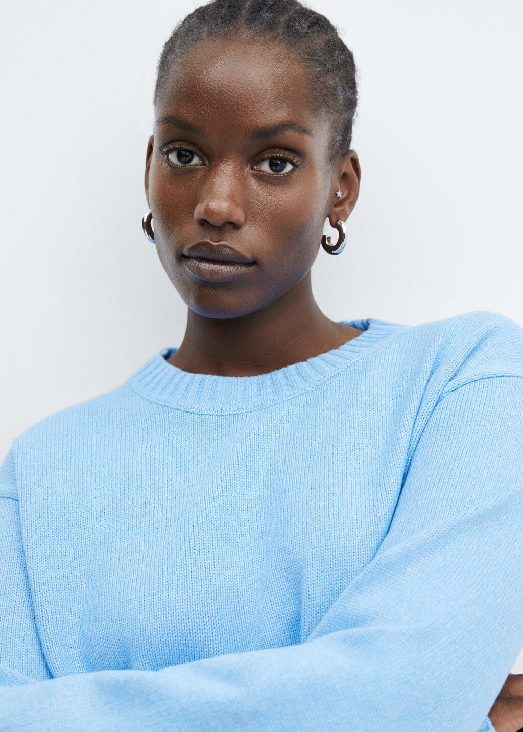 Women's light blue shop crew neck sweater