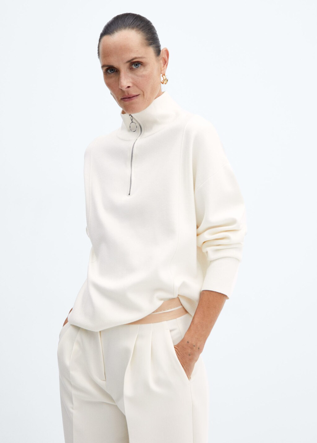 High neck sweater with cheap zip