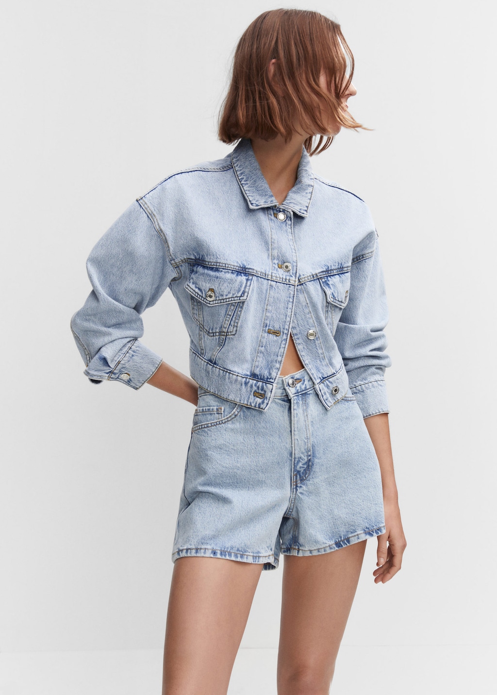 Short jean taille haute MANGO