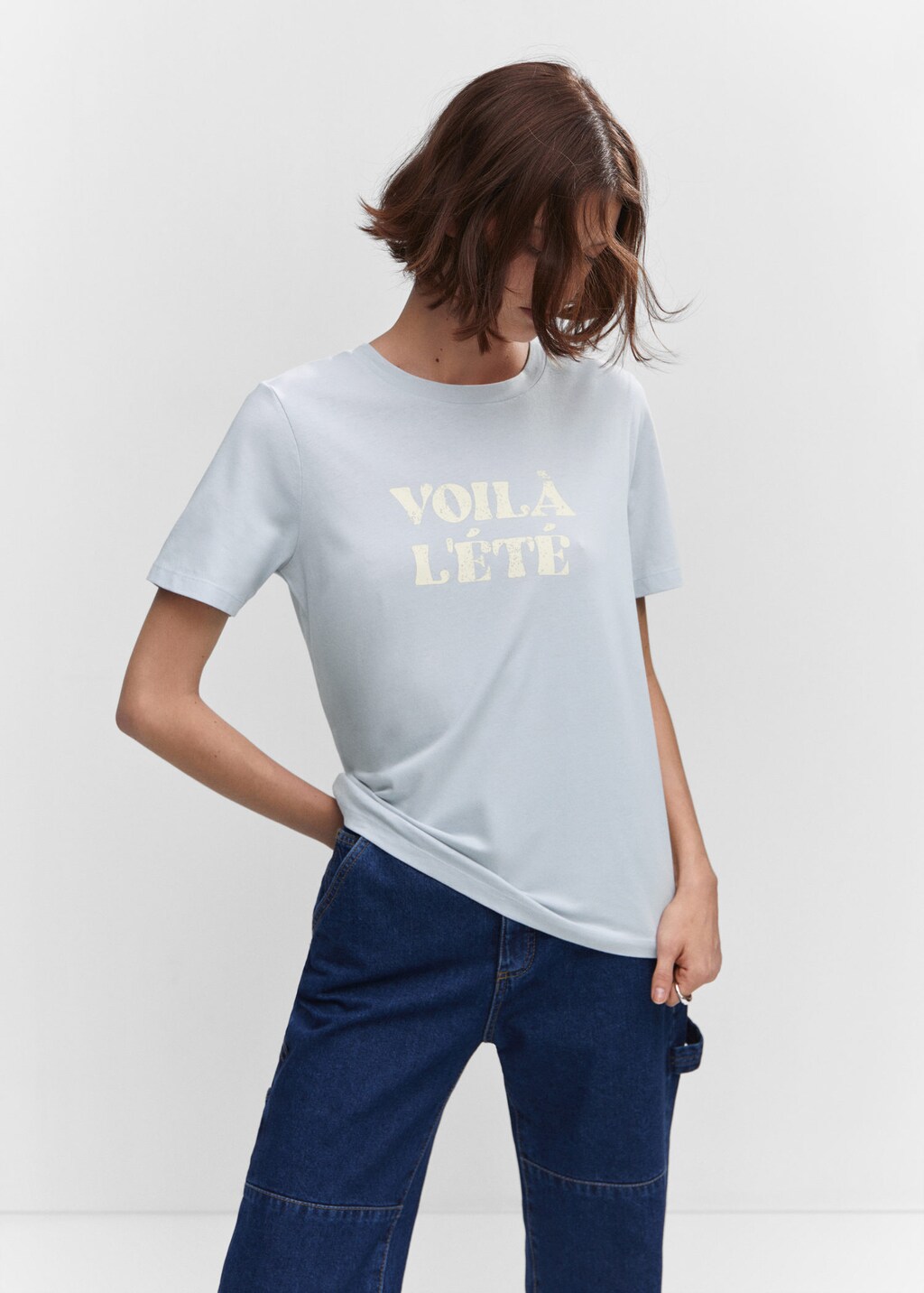 Printed cotton blend t shirt MANGO