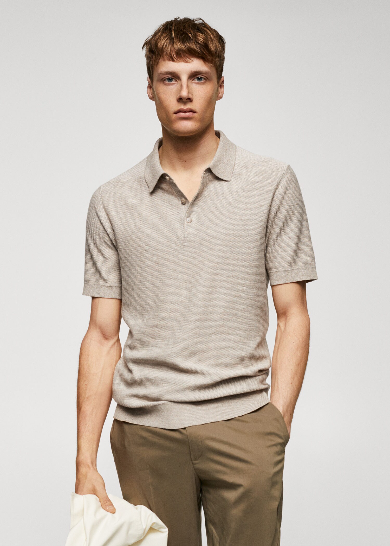 Patterned cotton polo shirt