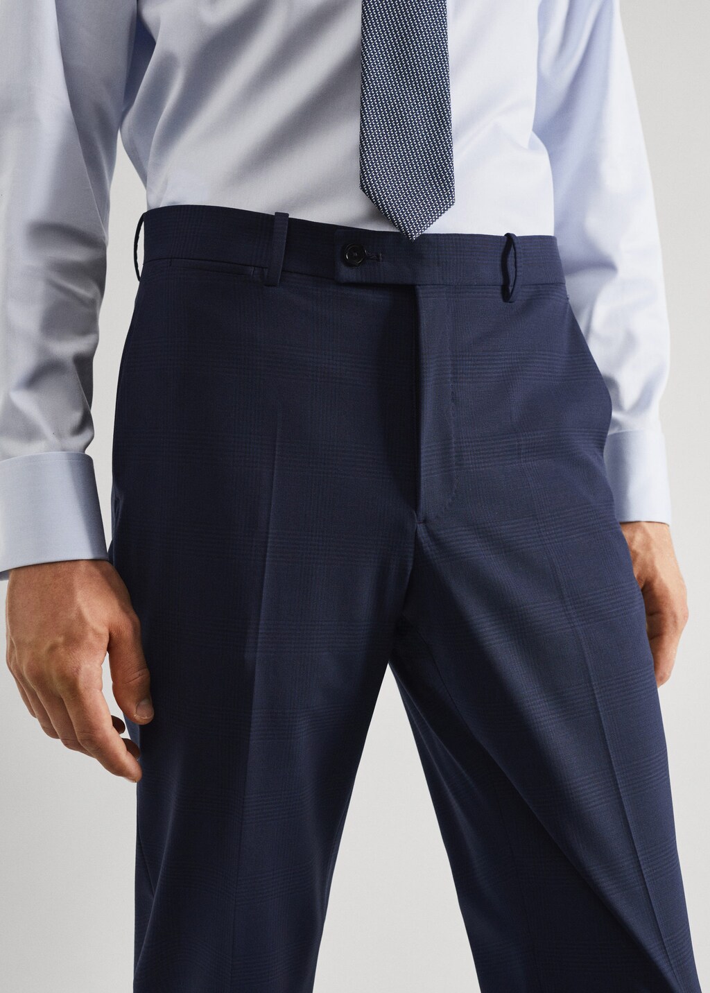 BOSS - Slim-fit trousers in checked stretch cloth