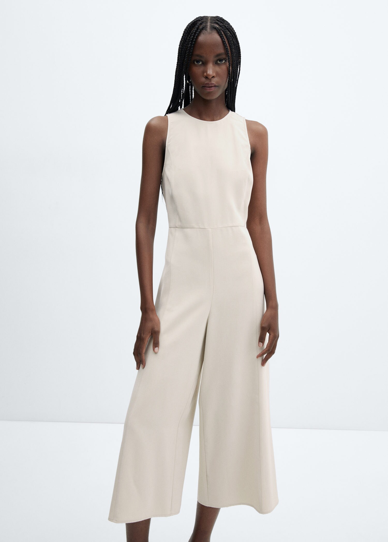 Cropped jumpsuit with straps