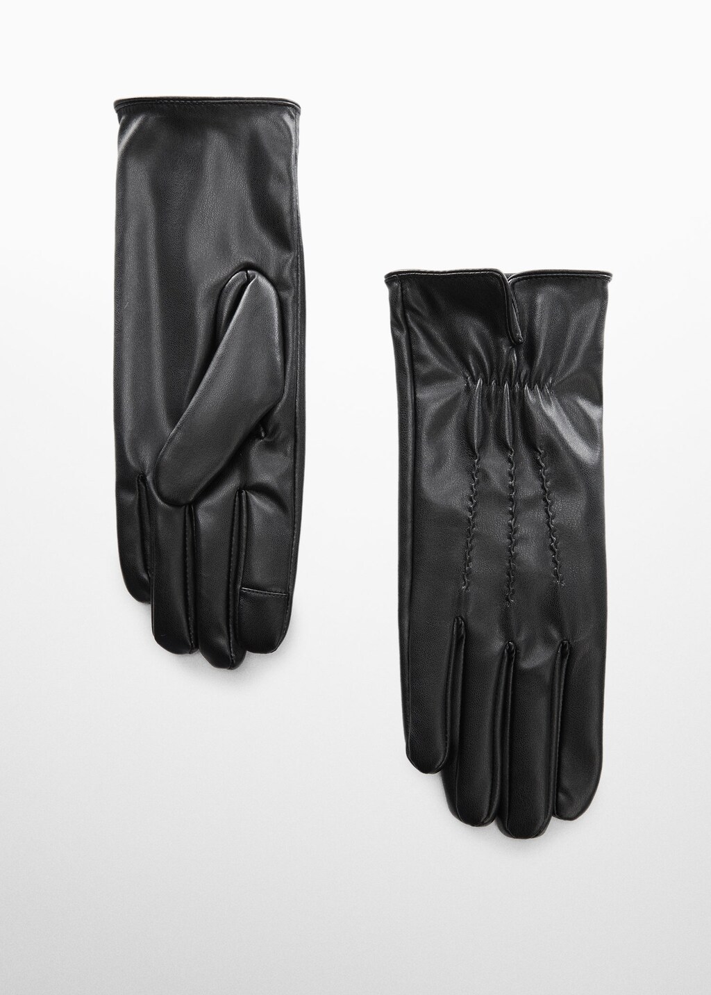 Padded leather-effect gloves