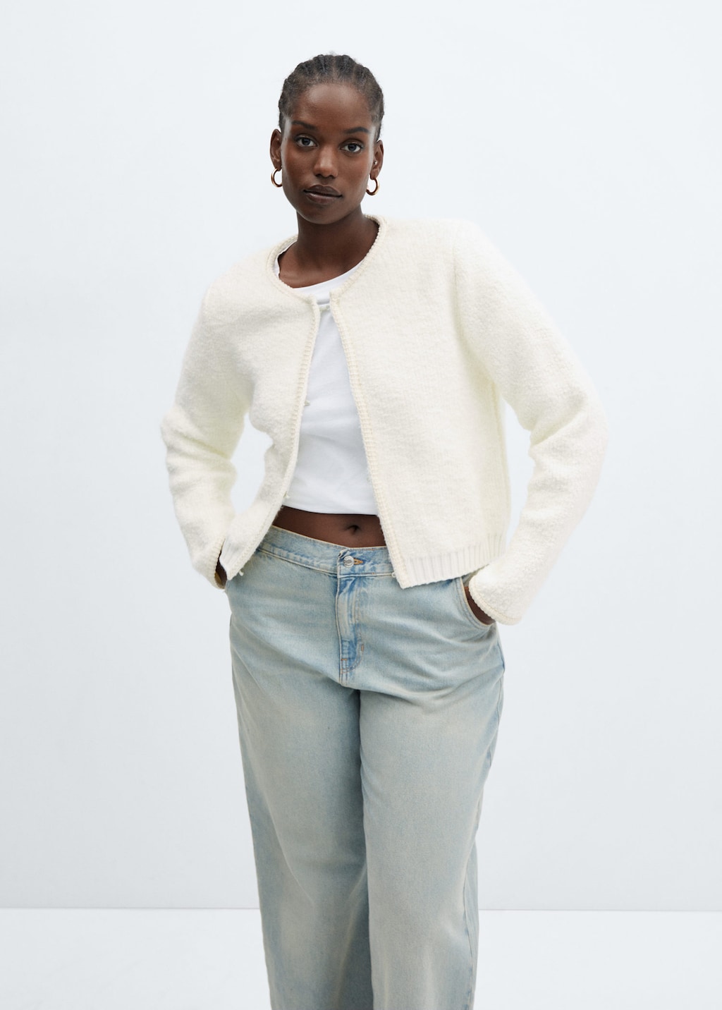 Contrast trims cardigan | MANGO