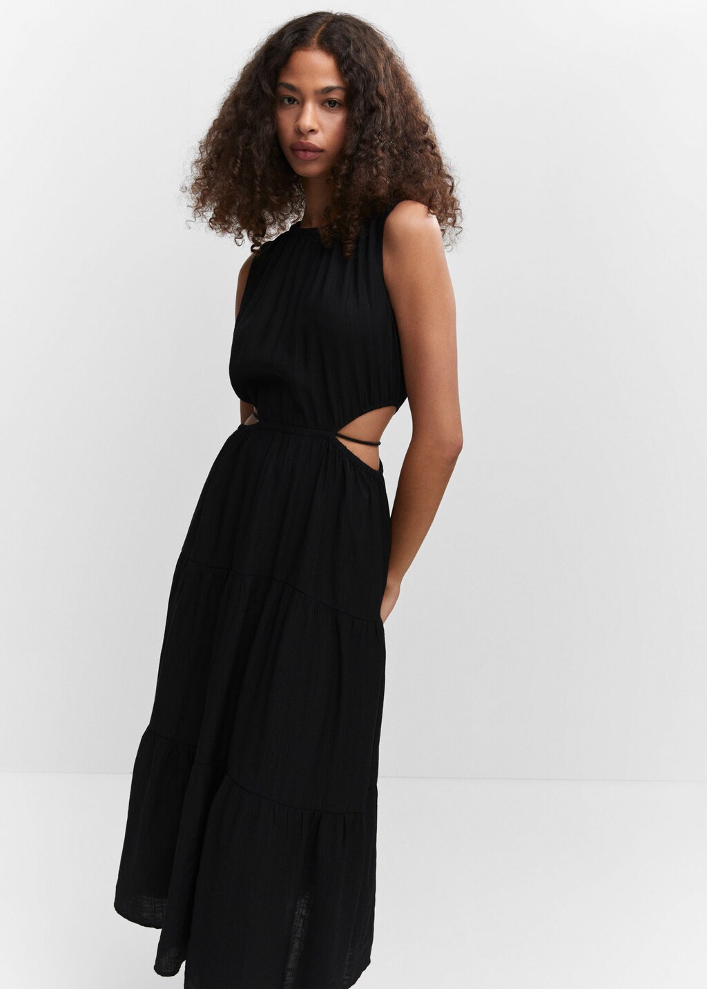 Plain black flowy discount dress