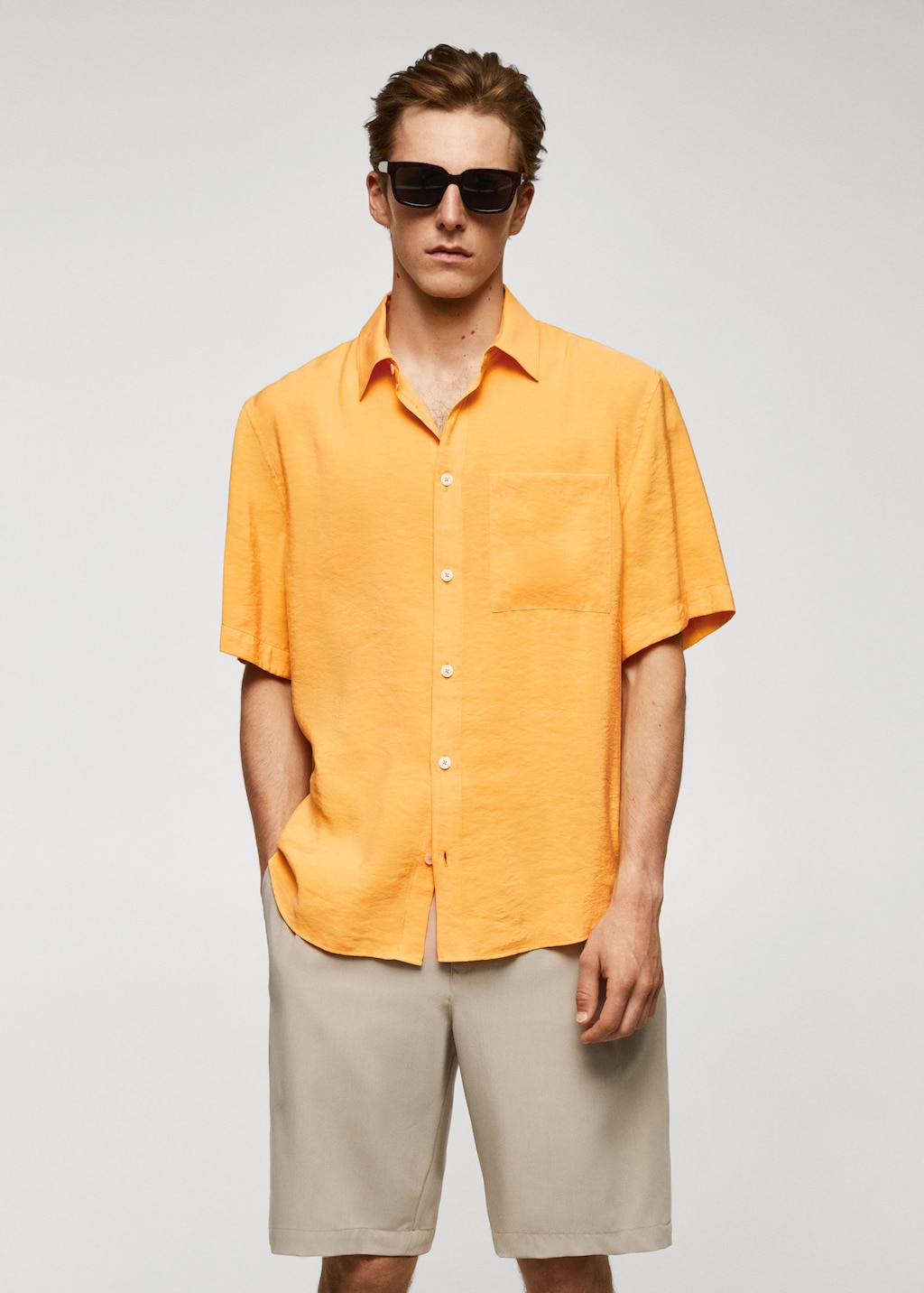 mustard yellow dress shirt short sleeve