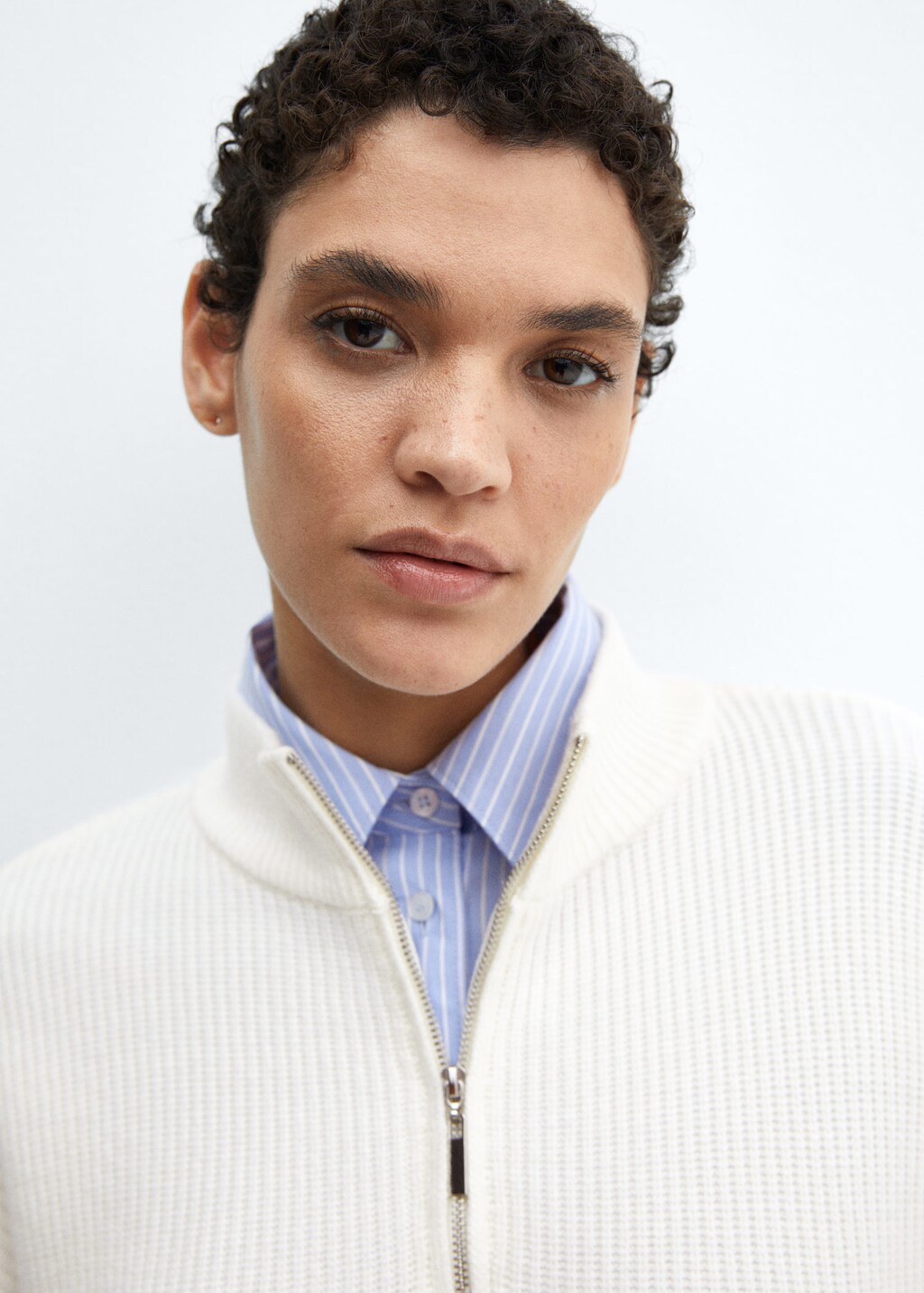 Mango striped 2025 sweater zip