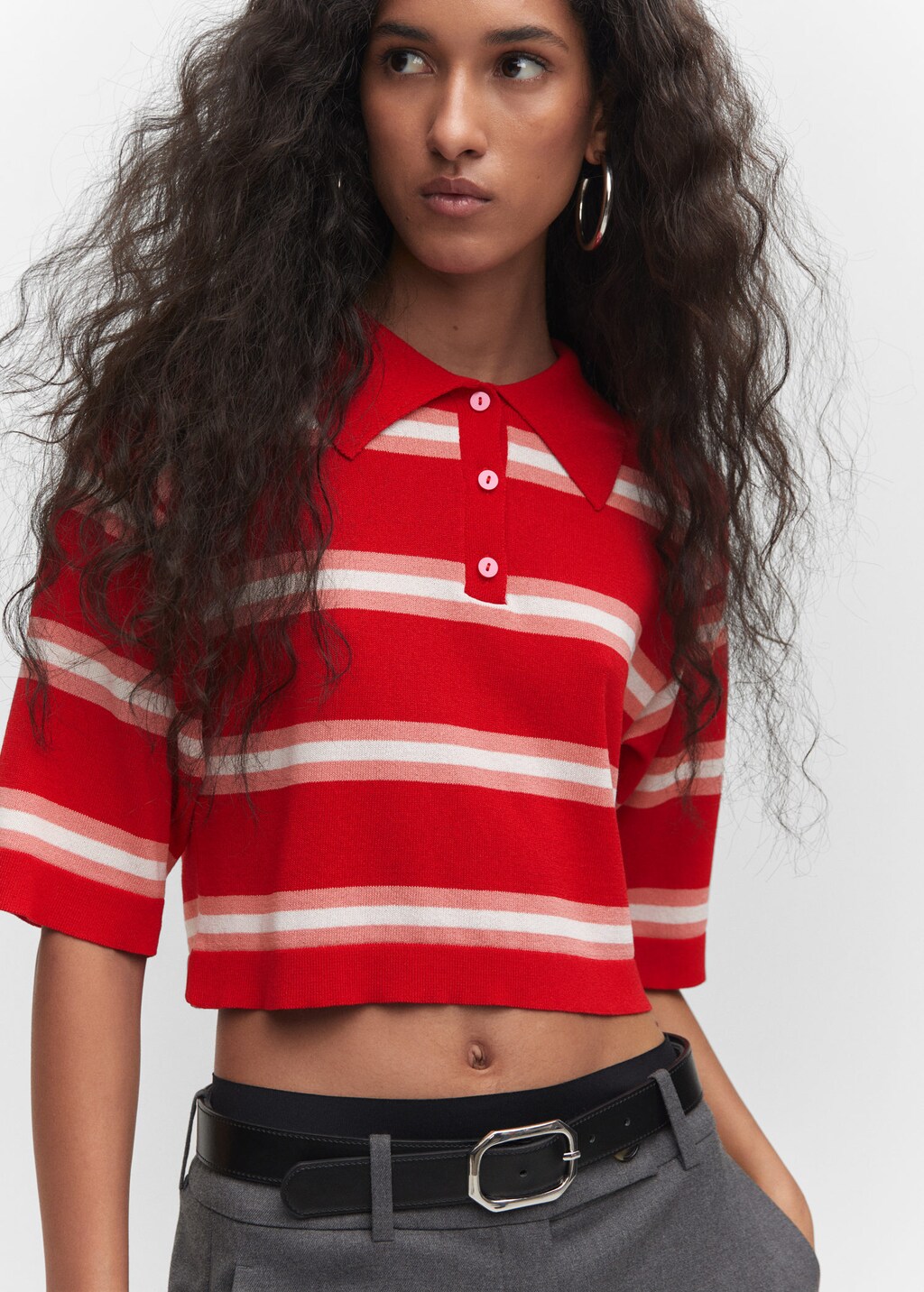 Striped polo style sweater