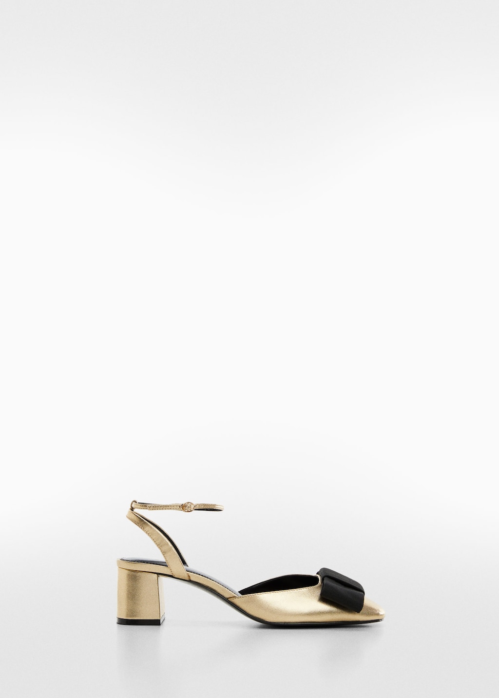 Gold bow 2025 block heel