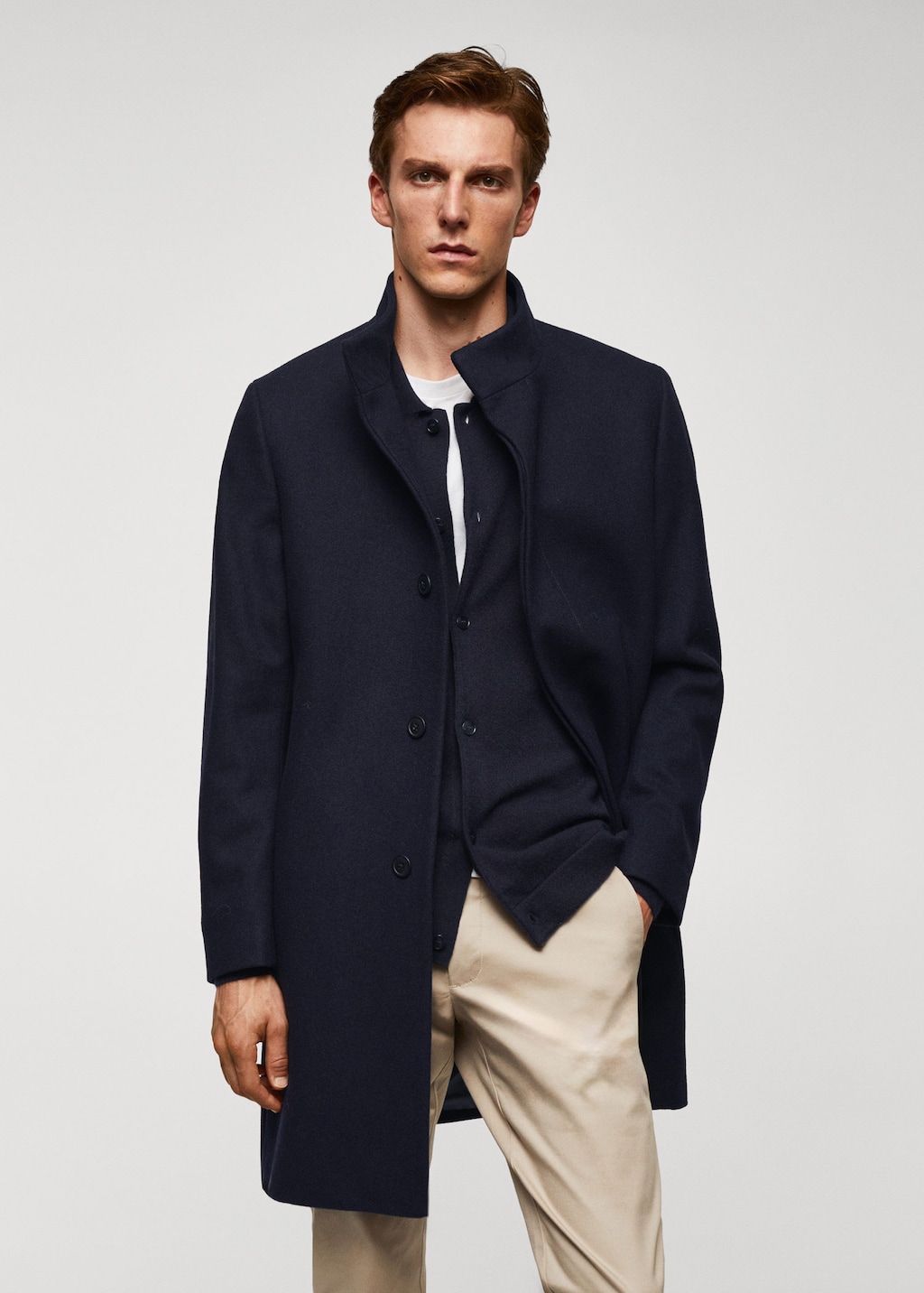 Wool funnel neck coat MANGO