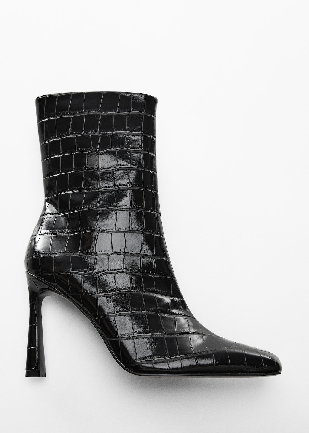 Bottines talon effet croco