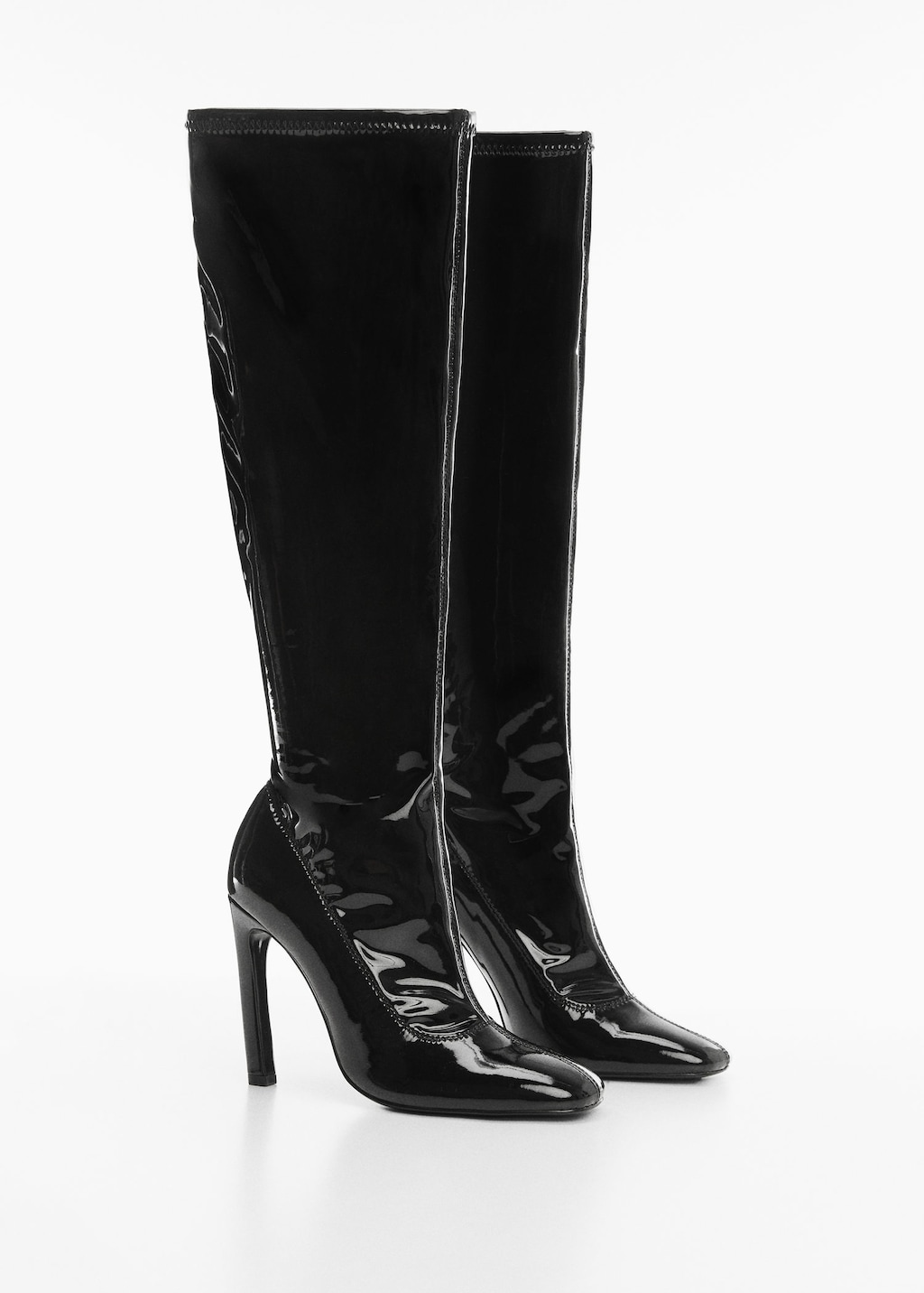 Patent leather effect heeled boots MANGO