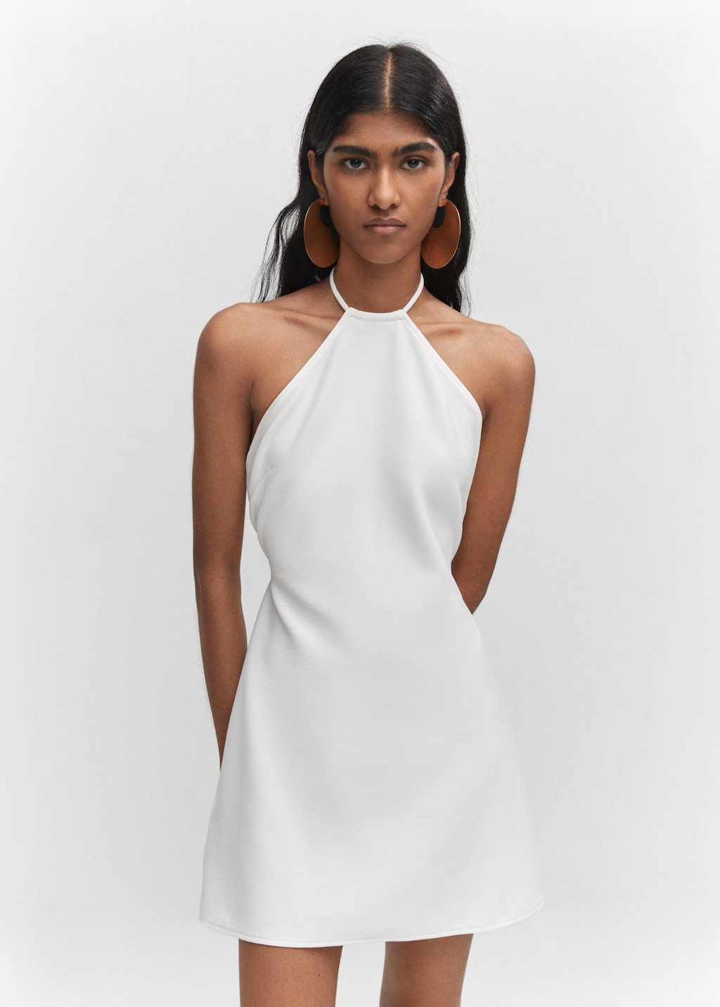 Halter-neck dress with metal detail