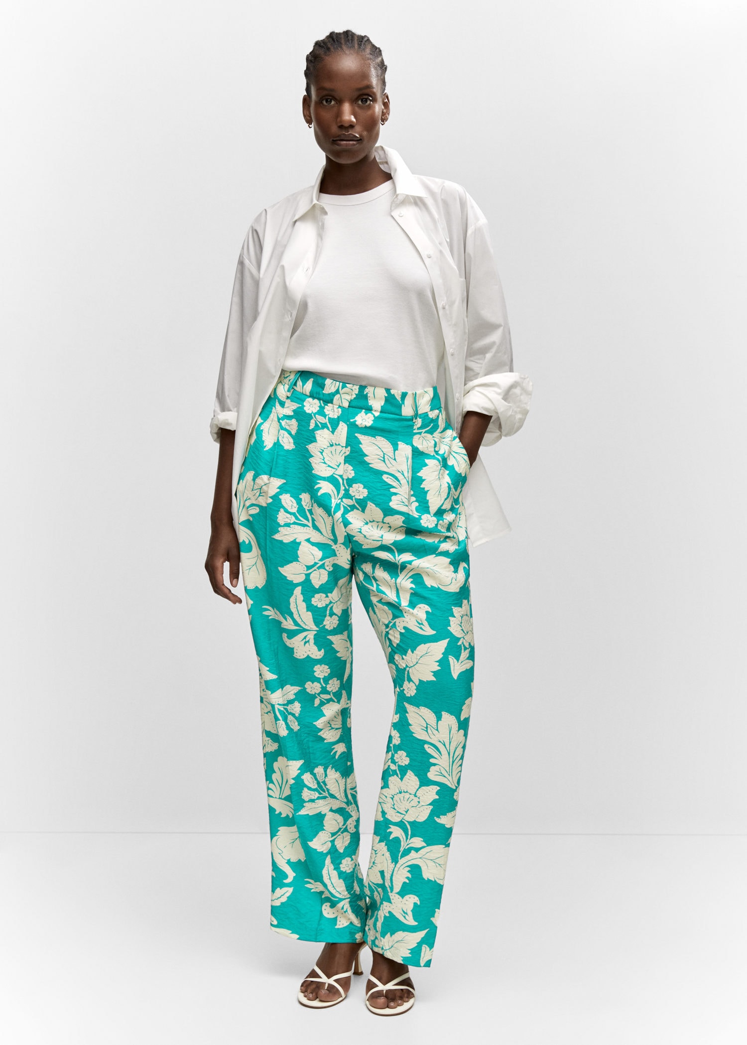 Printed straight trousers