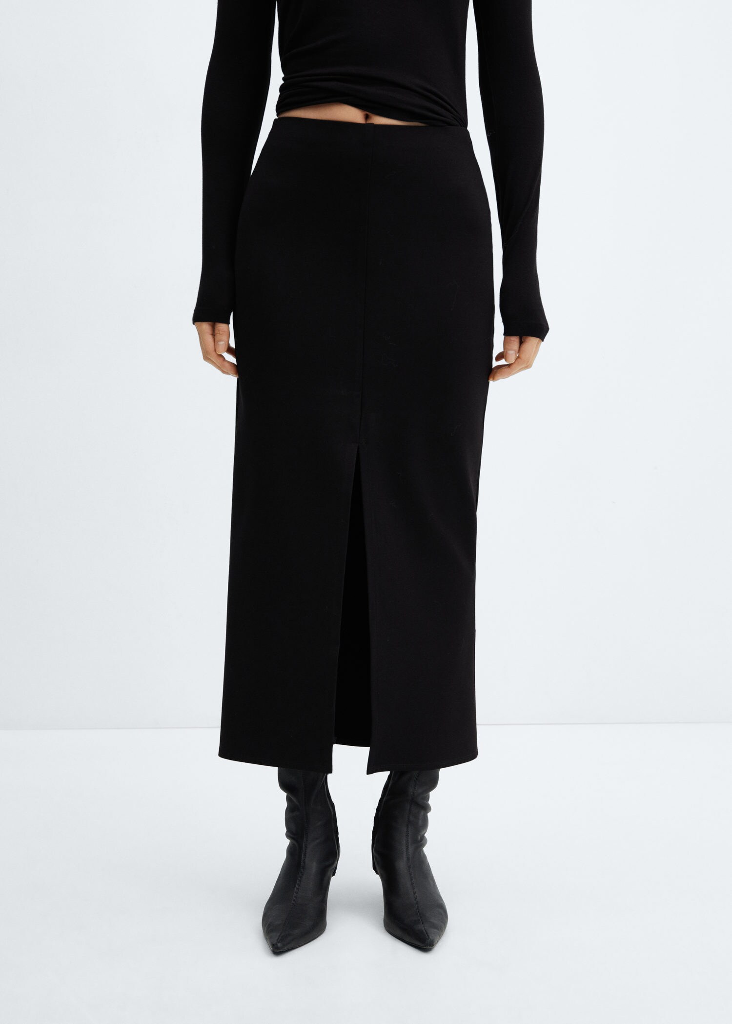 Midi-skirt with front slit