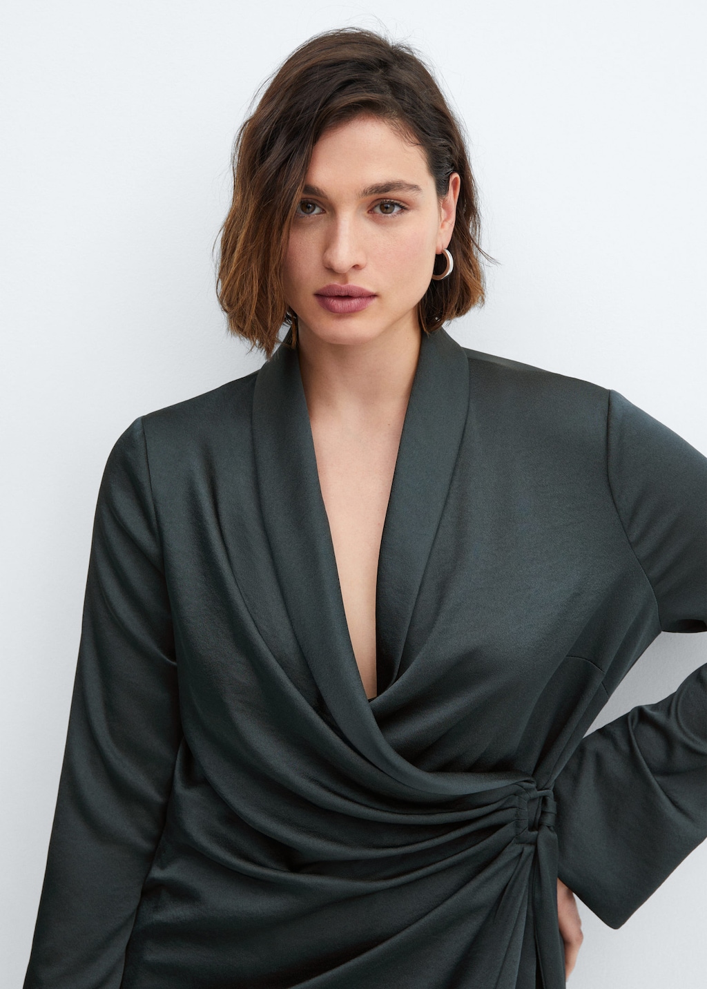 Mango satin 2024 wrap dress