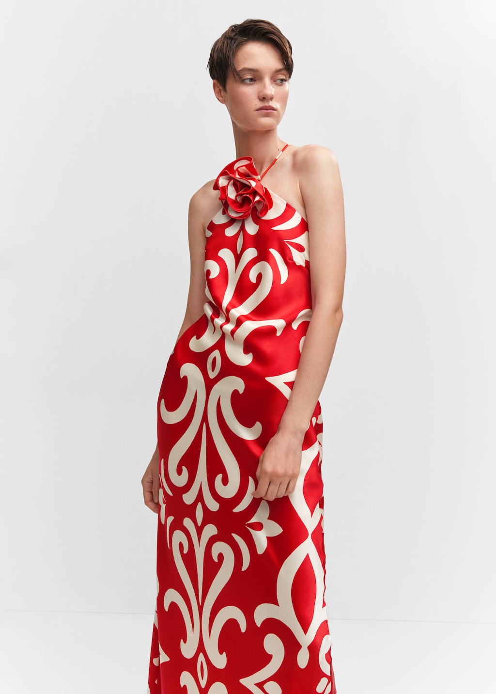 Halter dress with flower detail MANGO