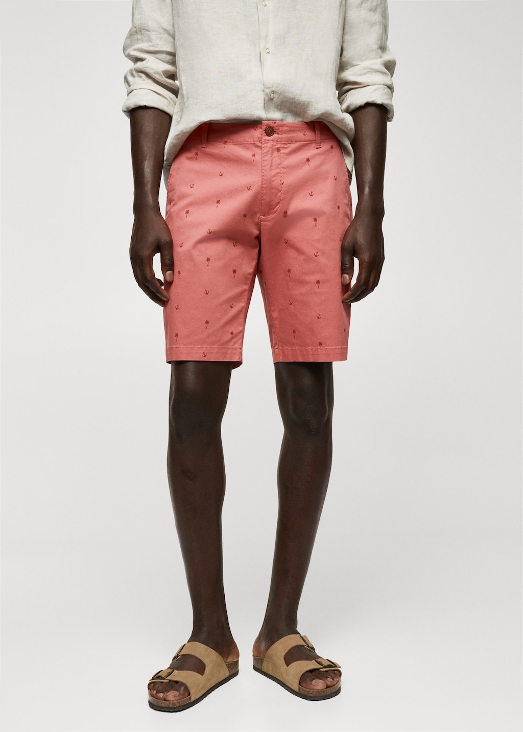 Slim fit cotton micro print bermuda shorts MANGO