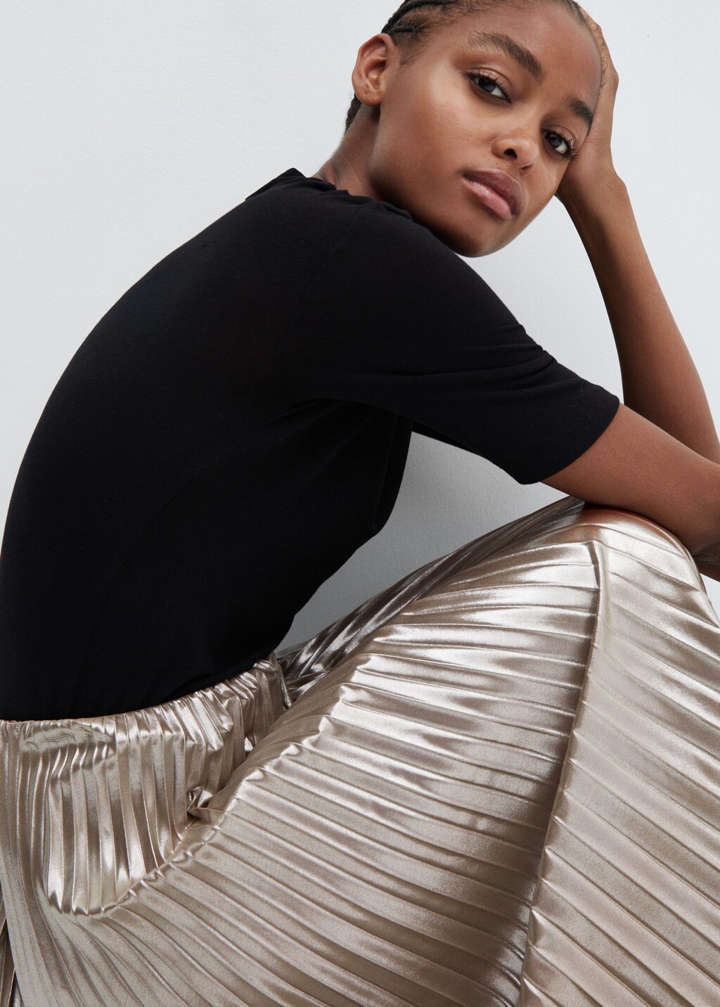 Metallic pleated skirt xl top
