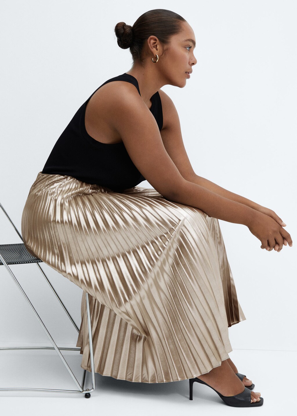 Metallic pleated top skirt 4xl