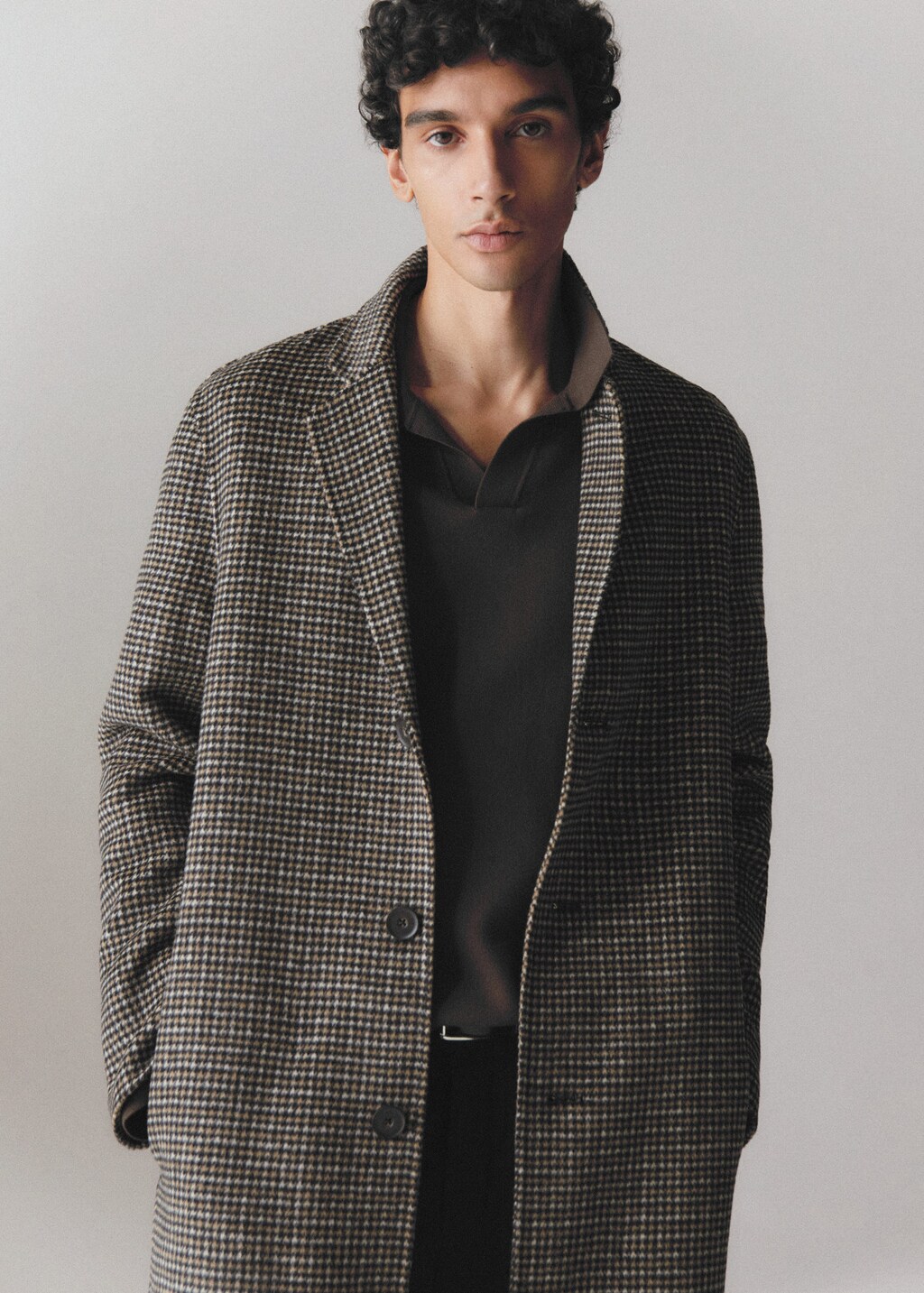 Mens houndstooth deals wool coat