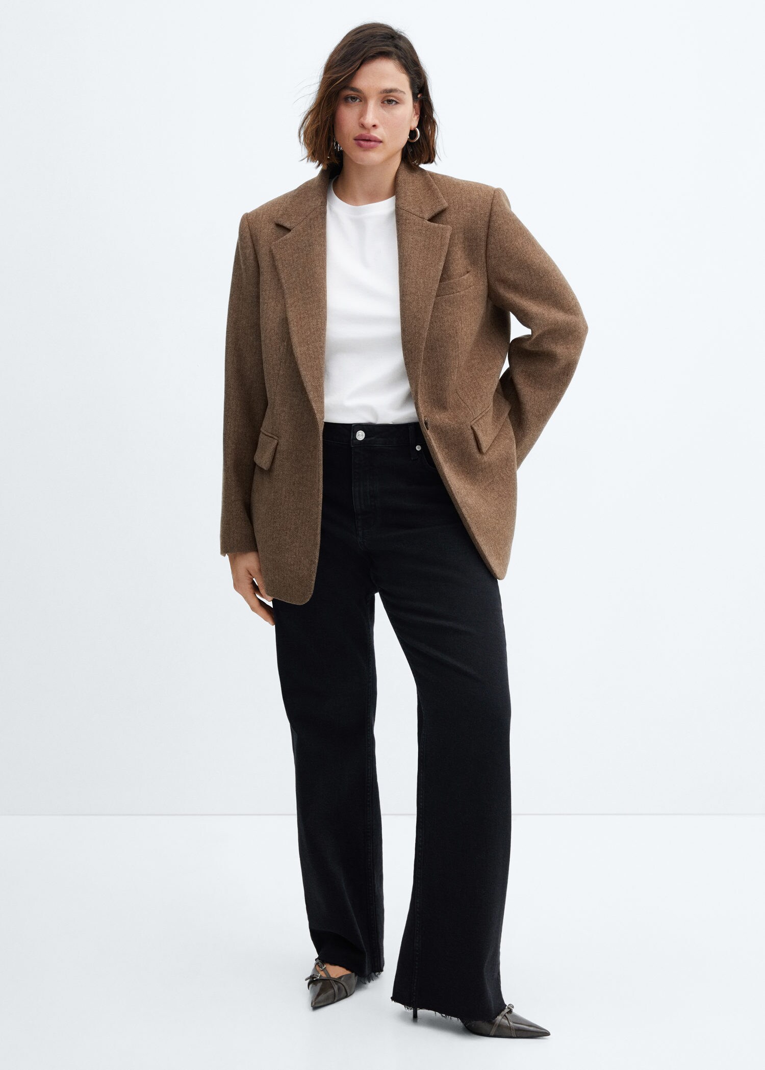 Herringbone wool-blend blazer | MANGO
