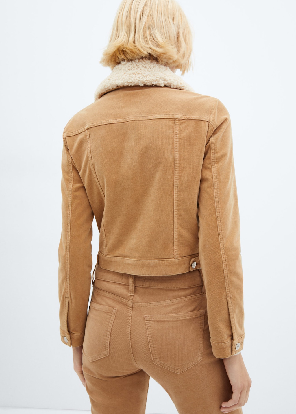 Corduroy jacket with fur deals collar