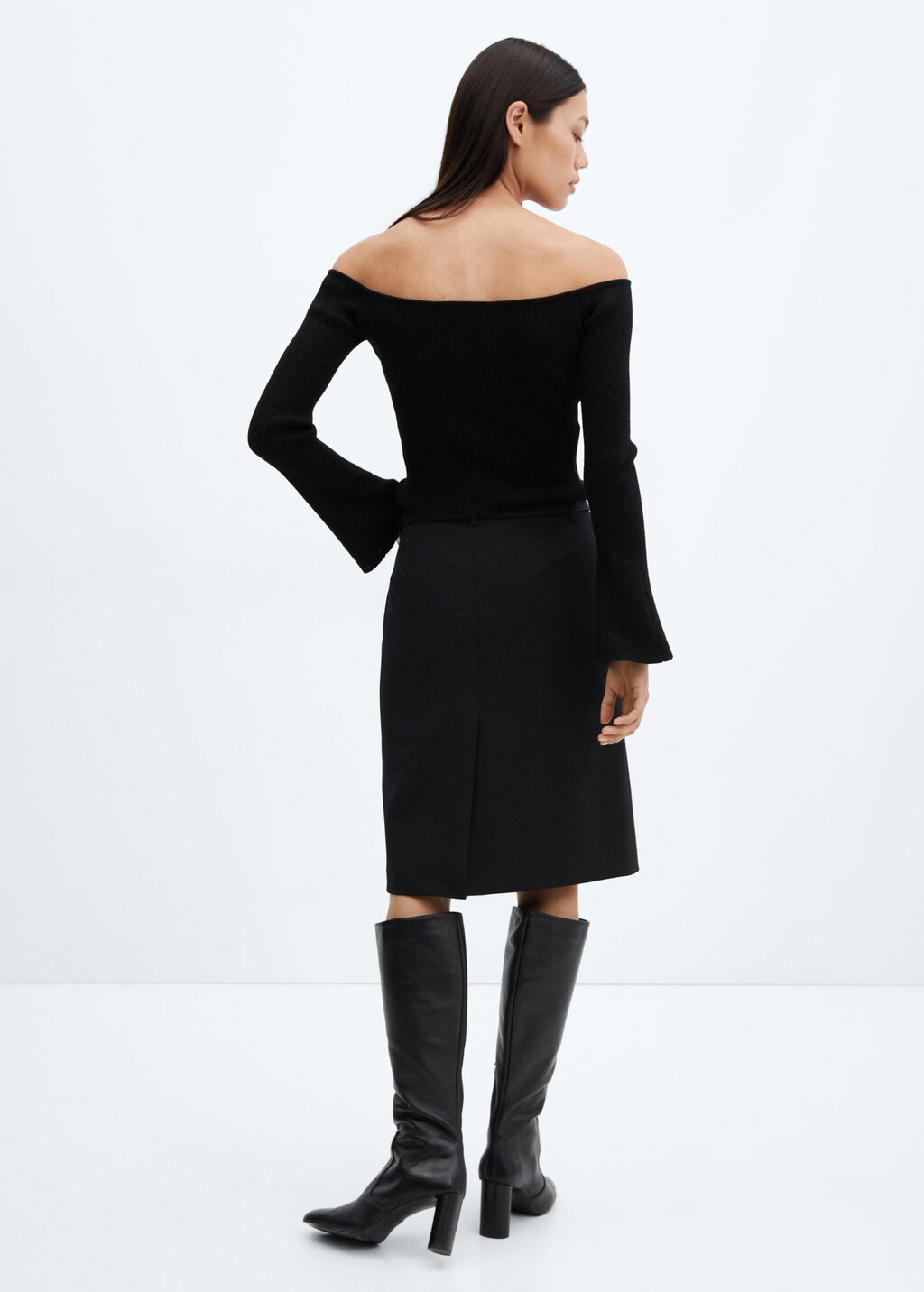 Off shoulder top dress with cardigan