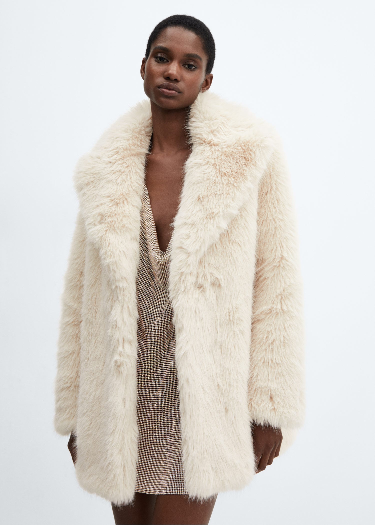 Lapels faux fur coat | MANGO