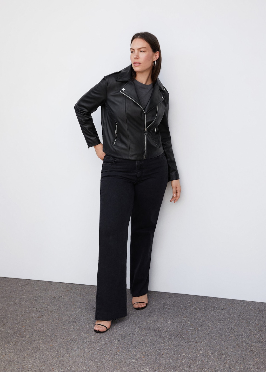 Womens black faux hotsell leather biker jacket