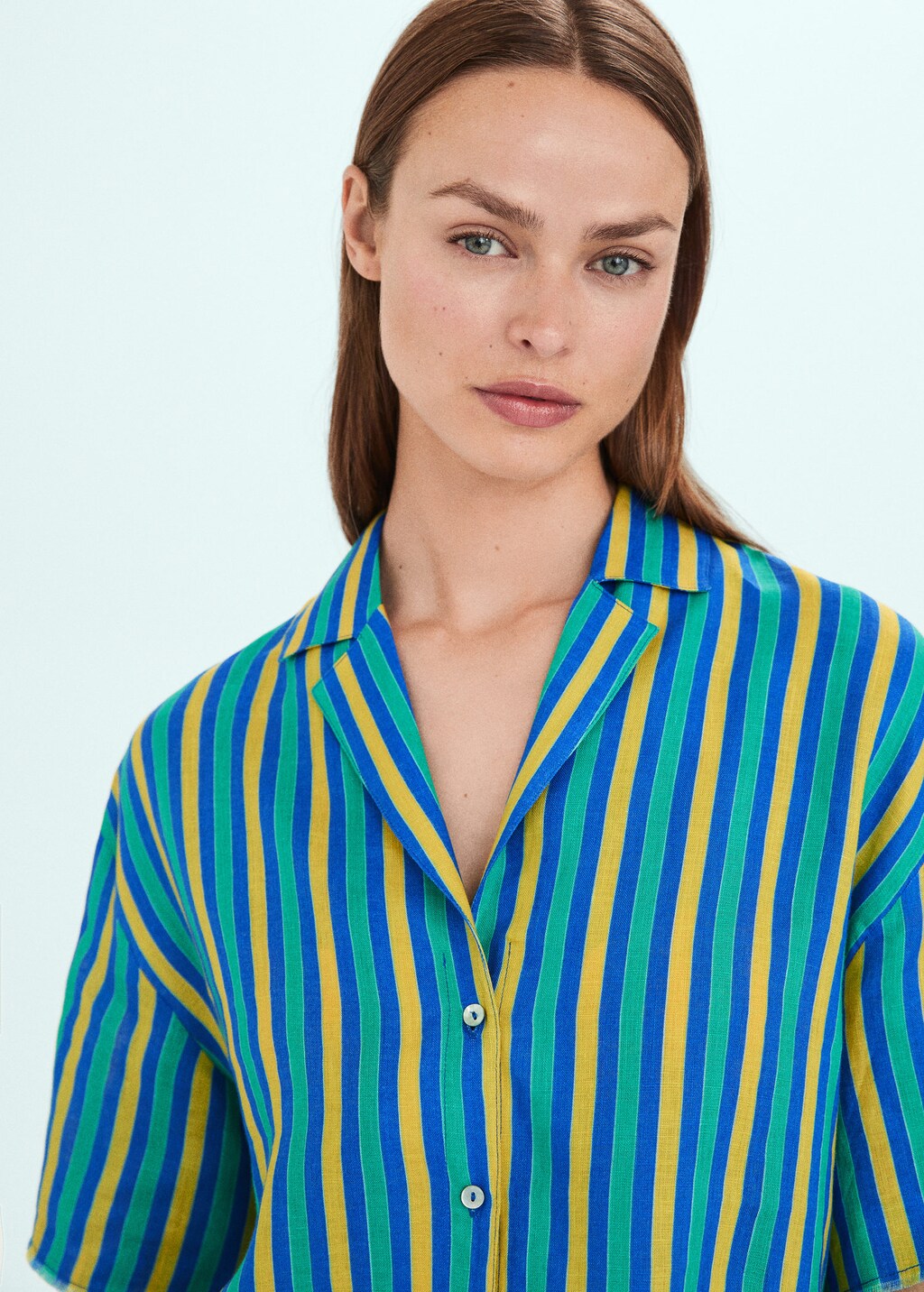 yellow striped button up